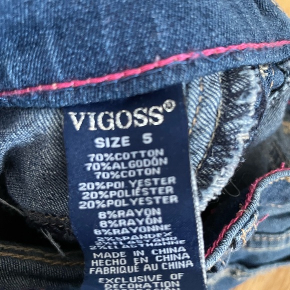 Girls Vigoss size 5 denim jeans with unicorn detail on knees - Picture 5 of 6